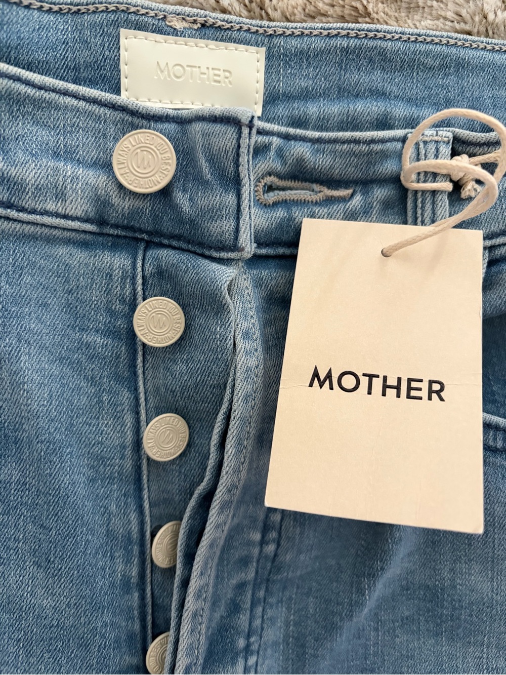 MOTHER “ The Tripper ankle fray” Light Blue SIZE 28 Button-Fly Jeans